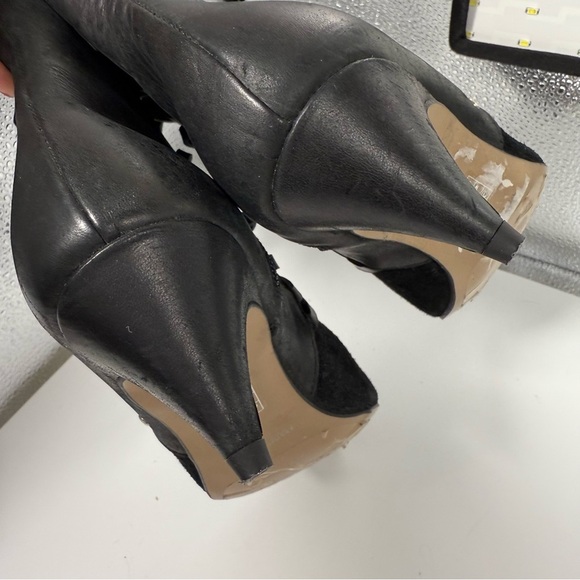 Free People Juliette Kitten Heel Ankle Boots Black Leather Size 36 Witchycore - Picture 7 of 9